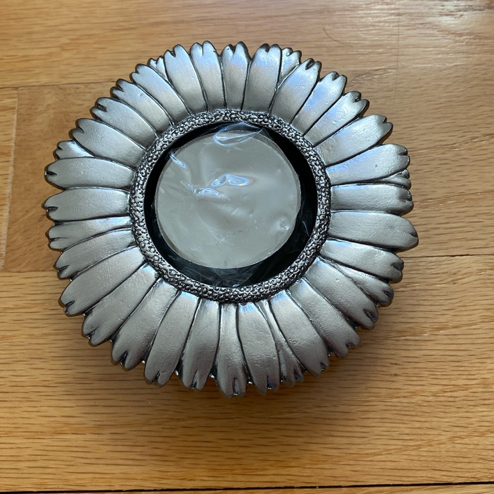 Pewter colored votive candle holder